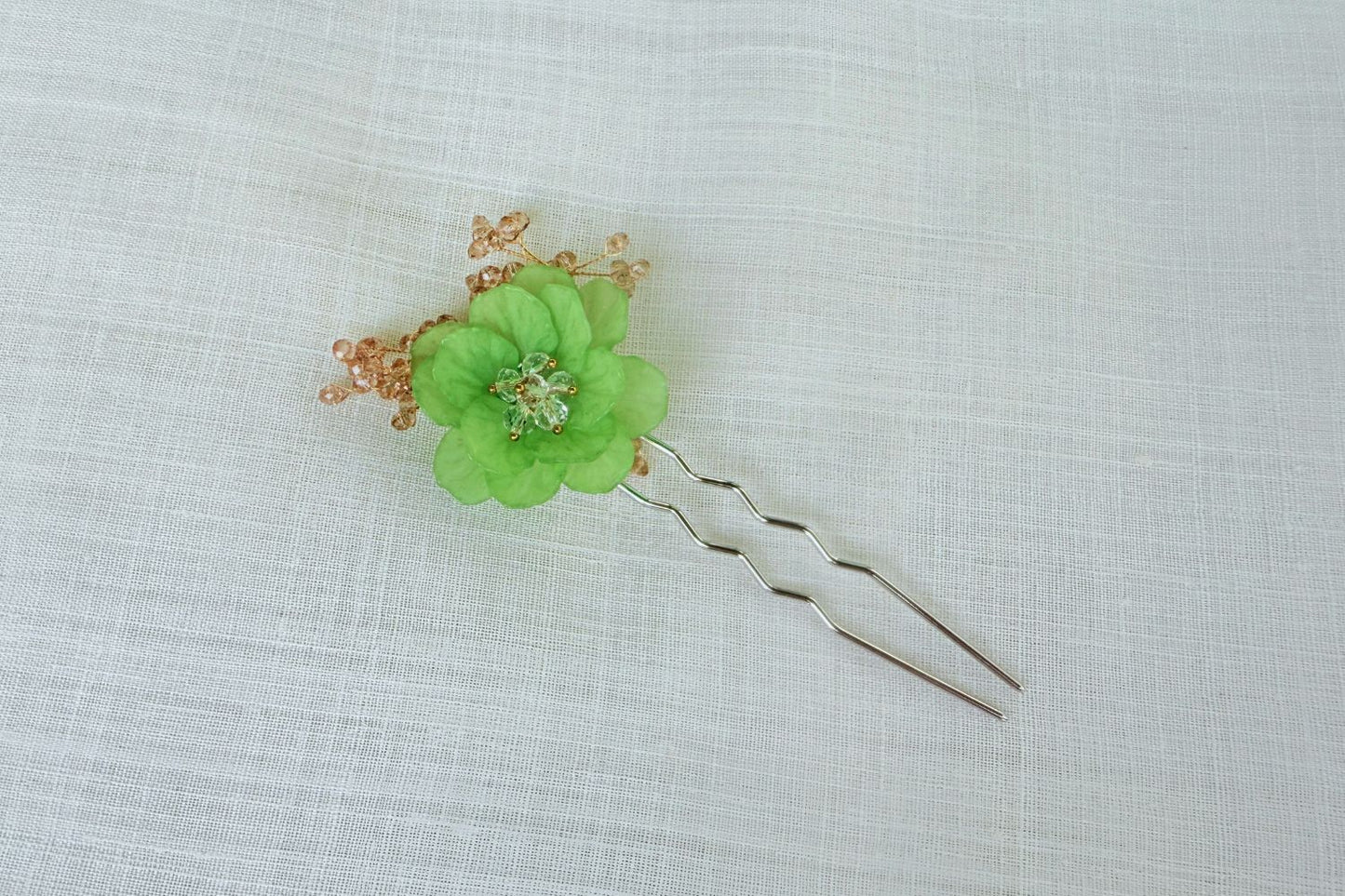 Zinnia Flower Traditional Korean Hair Pin (Green)