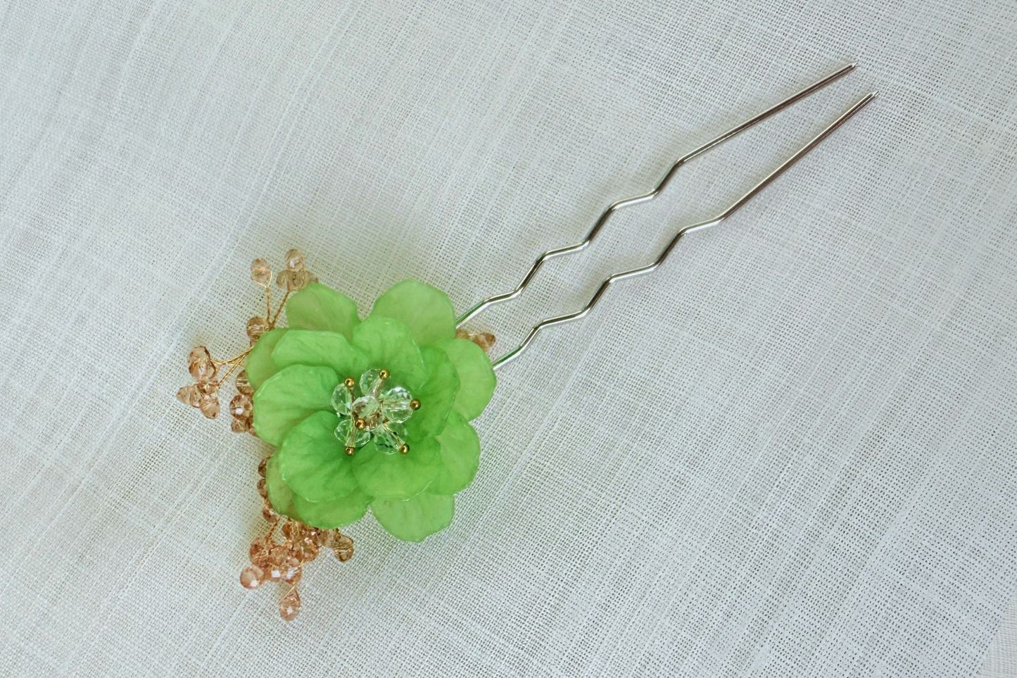 Zinnia Flower Traditional Korean Hair Pin (Green)