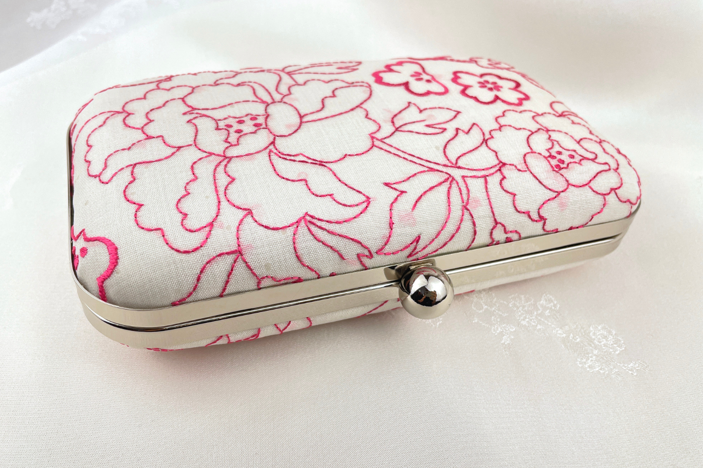 Red Floral Handmade Clutch Handbag