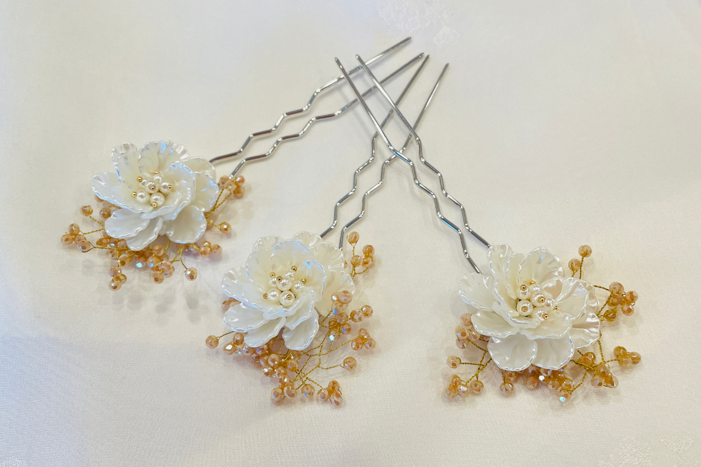 Ornamental Hair Pin (White) - LEEHWA WEDDING