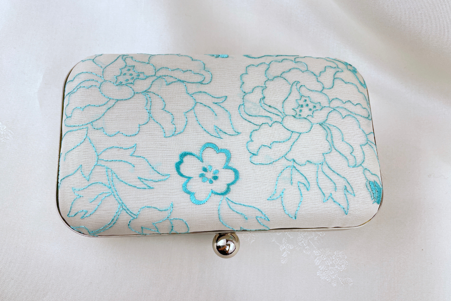 Blue Floral Handmade Clutch Handbag