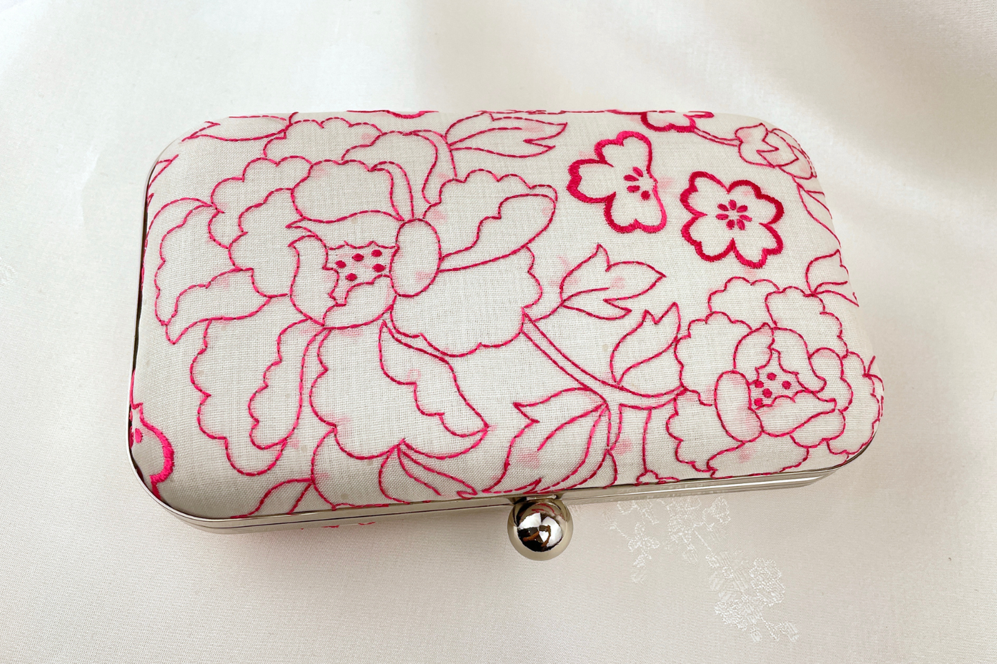 Red Floral Handmade Clutch Handbag