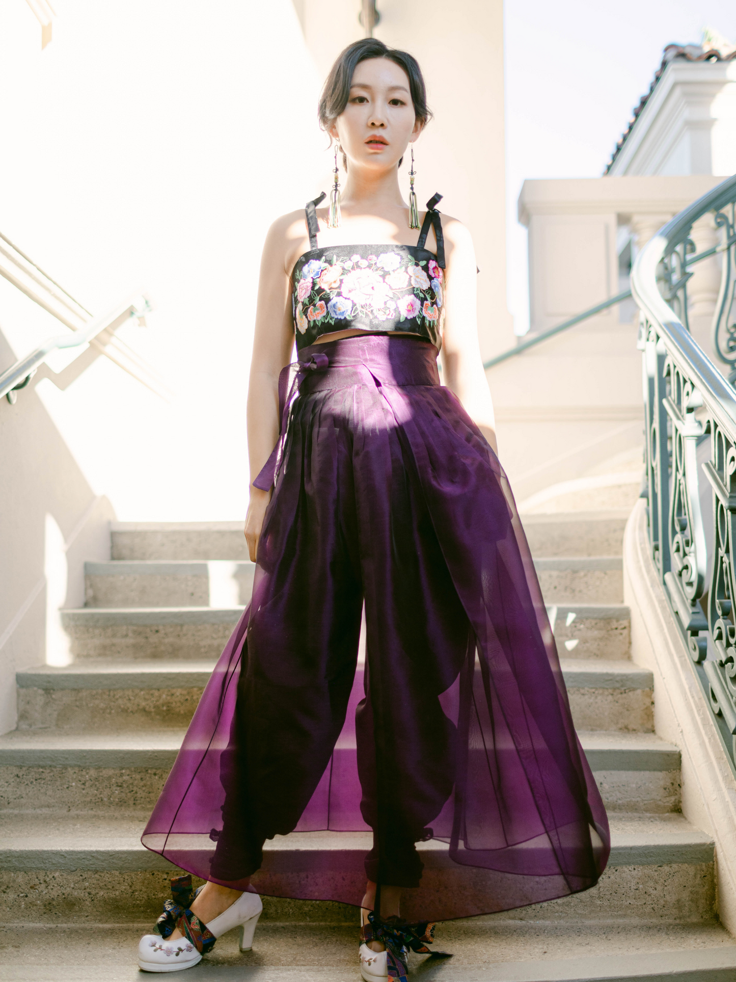 Eggplant Silk Organza Wrap Skirt