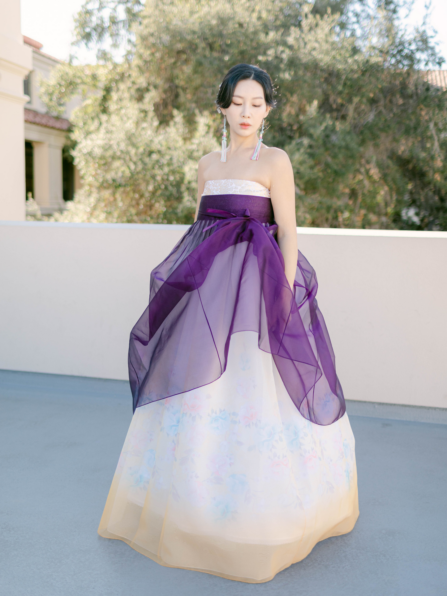 Eggplant Silk Organza Wrap Skirt