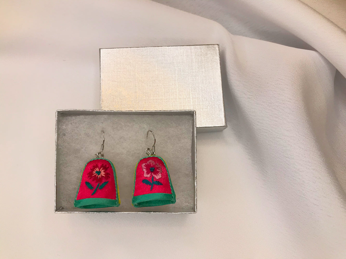 Hand Embroidered Thimble Earrings