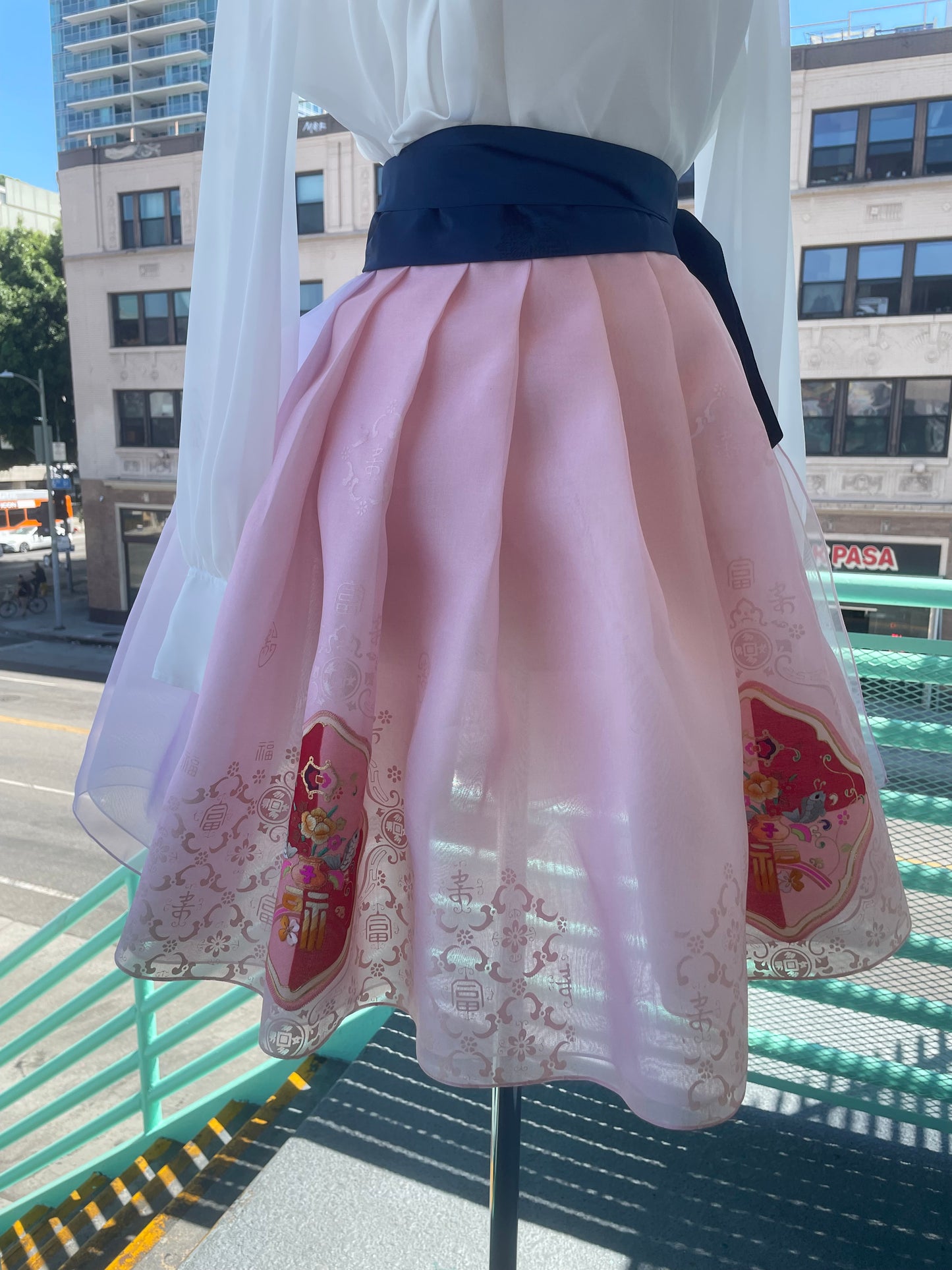 Blooming Peach Silk Wrap Skirt