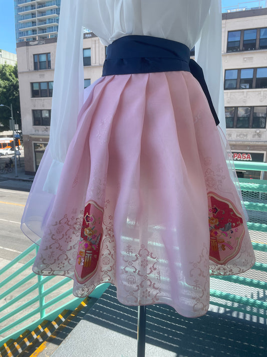 Blooming Peach Silk Wrap Skirt
