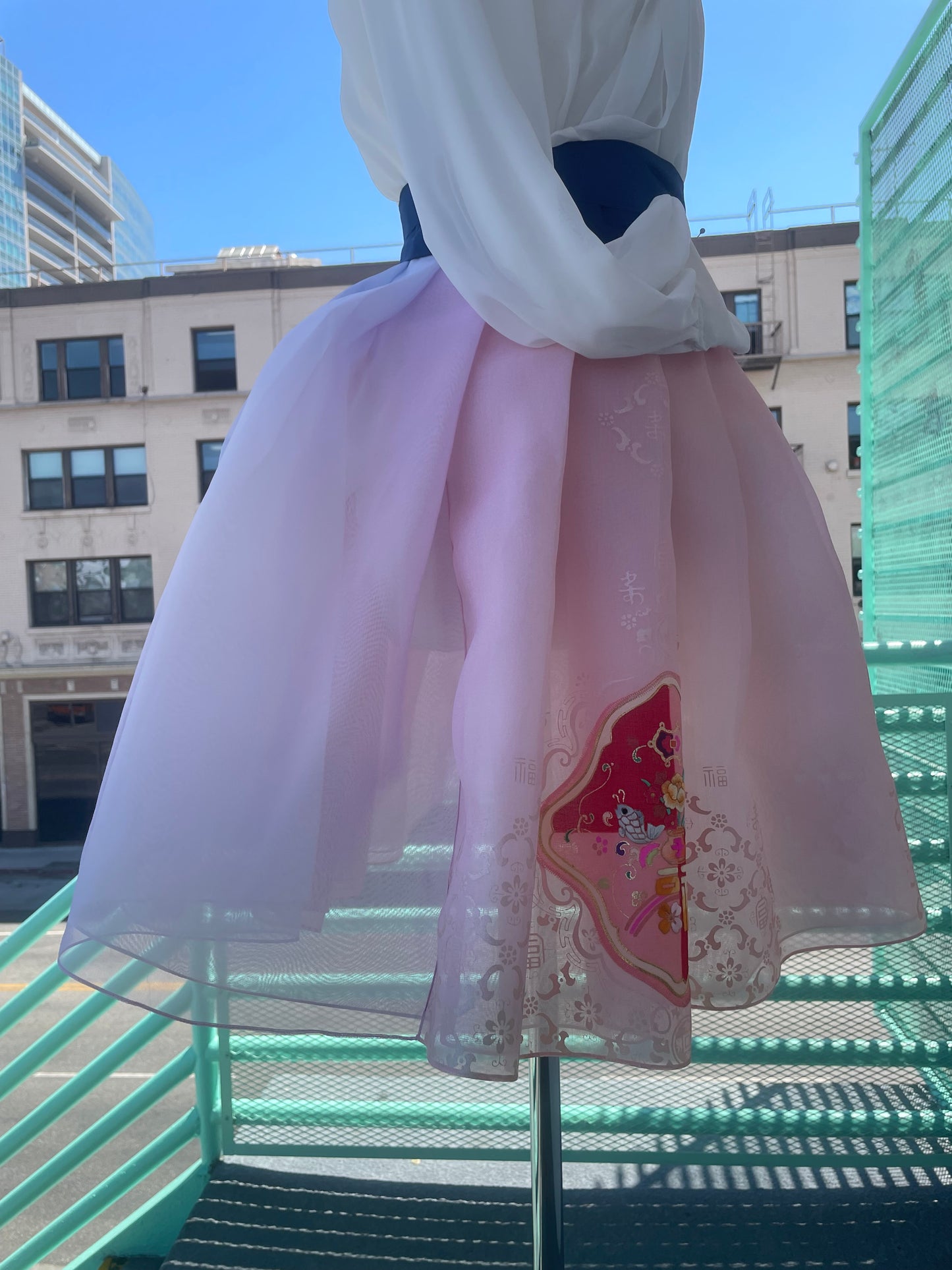 Blooming Peach Silk Wrap Skirt