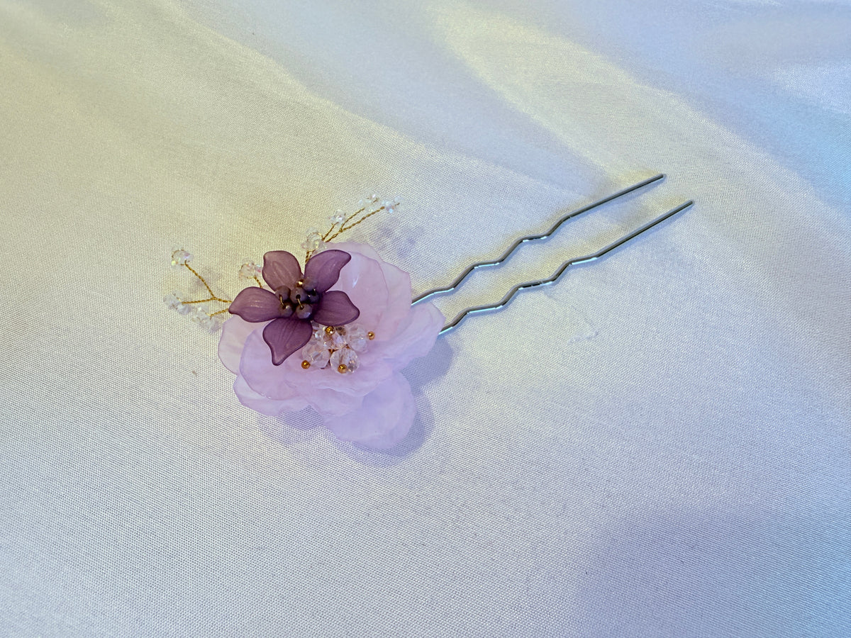 Purple Flower Modern Korean Hair Pin & Brooch - LEEHWA WEDDING