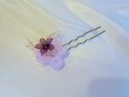 Purple Flower Modern Korean Hair Pin & Brooch - LEEHWA WEDDING