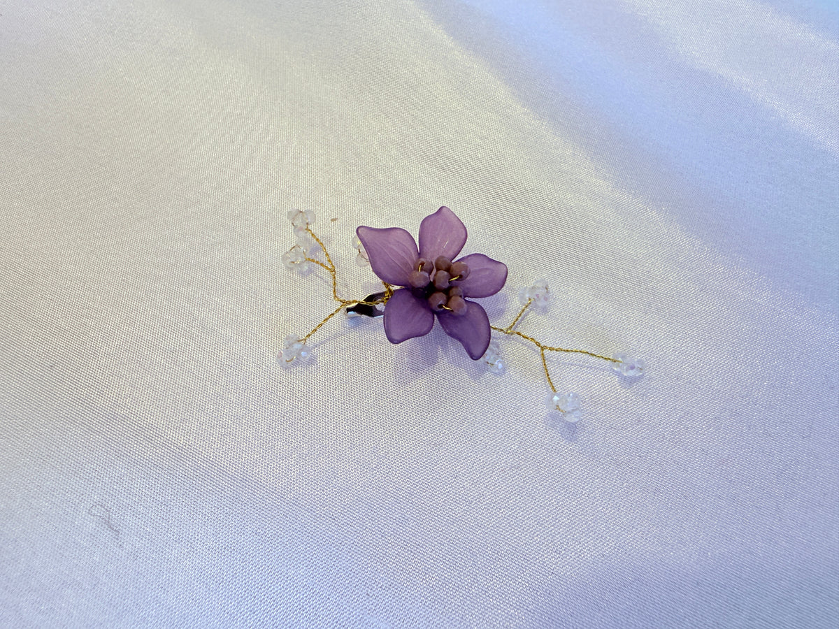 Purple Flower Modern Korean Hair Pin & Brooch - LEEHWA WEDDING