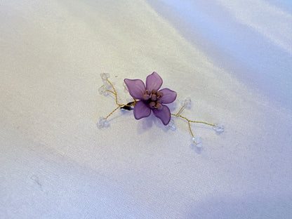 Purple Flower Modern Korean Hair Pin & Brooch - LEEHWA WEDDING