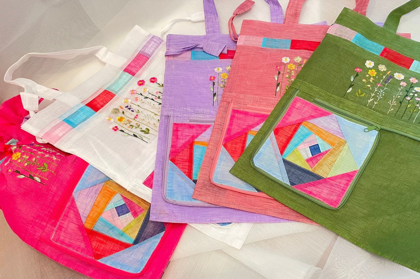 Transformable patchwork bag.