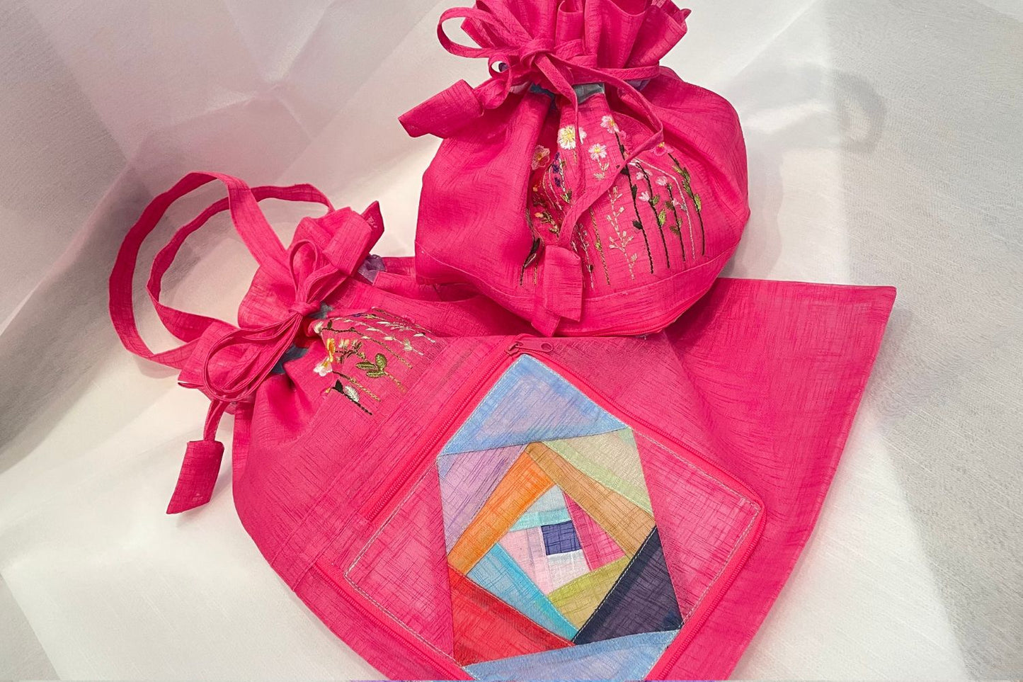 Transformable patchwork bag.