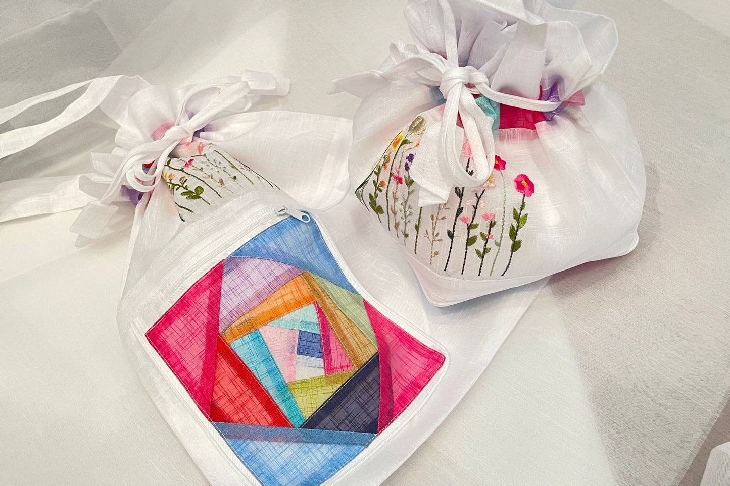 Transformable patchwork bag.