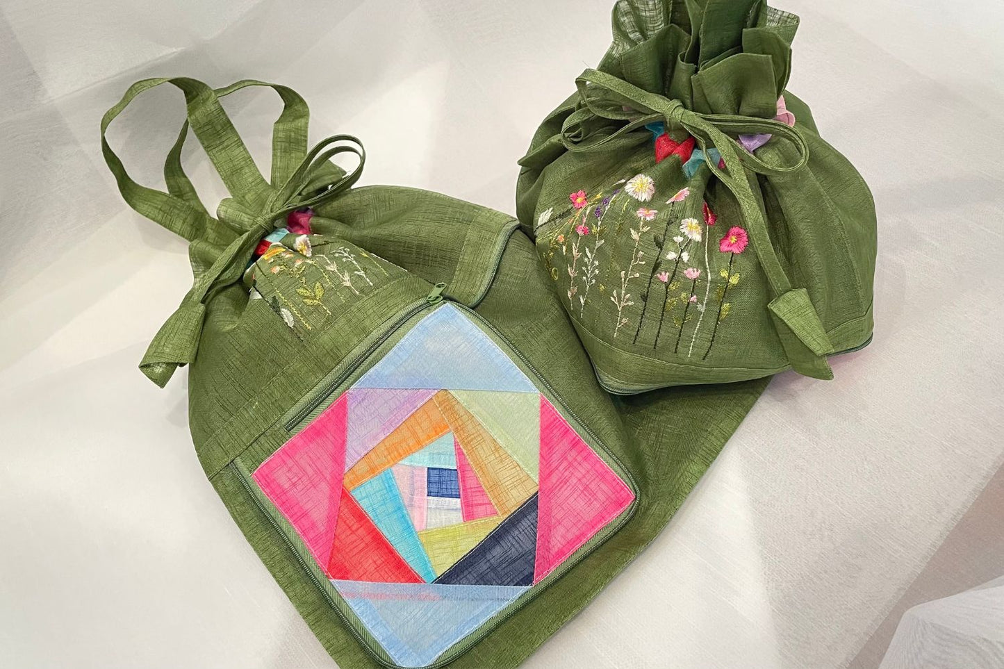 Transformable patchwork bag.