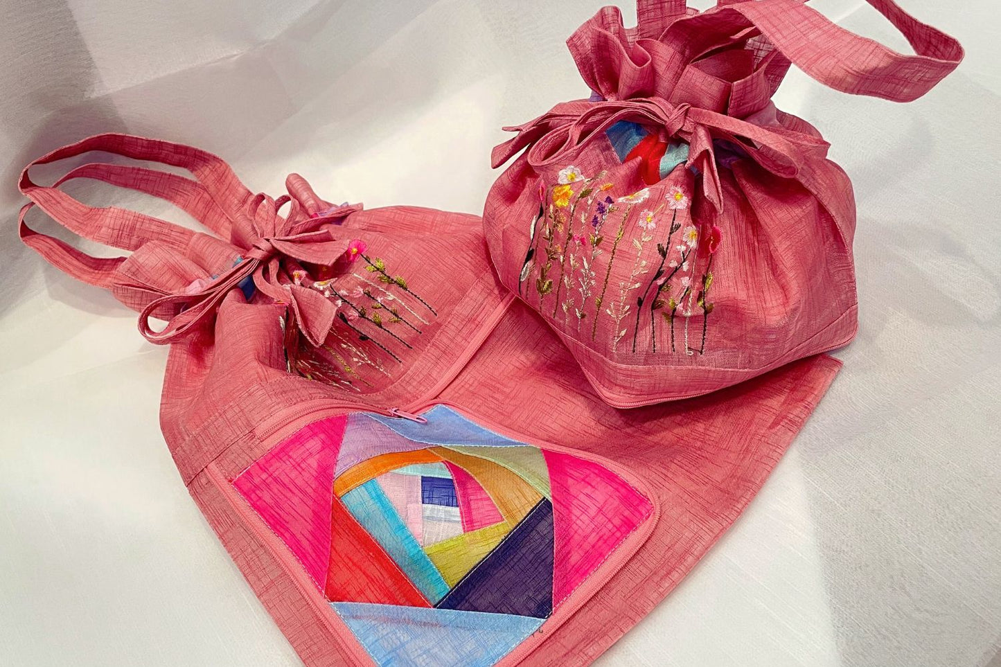 Transformable patchwork bag.