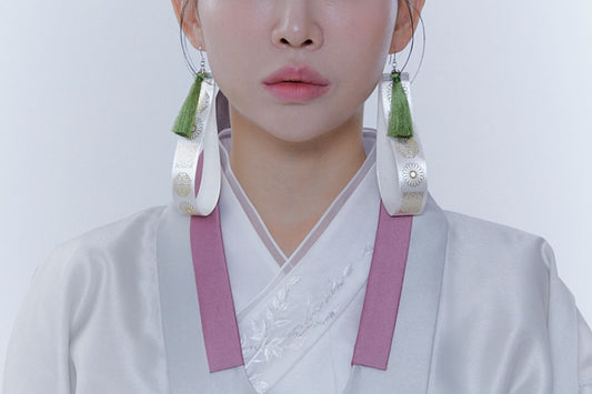 White & Green Hanbok Earrings