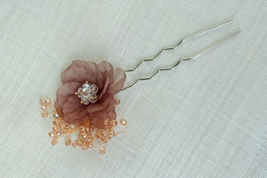 Zinnia Flower Traditional Korean Hair Pin (Slate Gray)