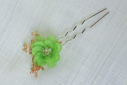 Zinnia Flower Traditional Korean Hair Pin (Green)