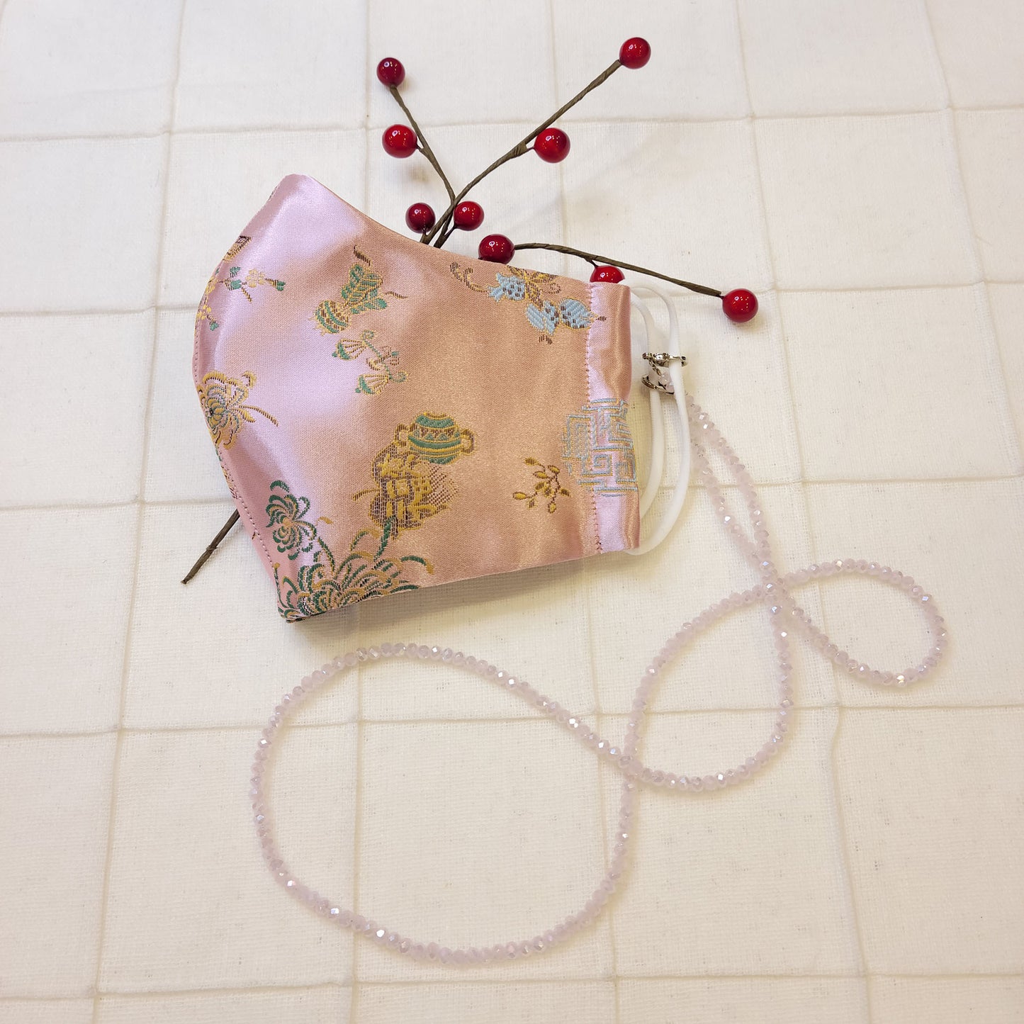Pink Rose Satin Mask - LEEHWA WEDDING