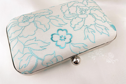 Blue Floral Handmade Clutch Handbag