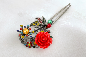 Red Rose Traditional Korean Hair Pin