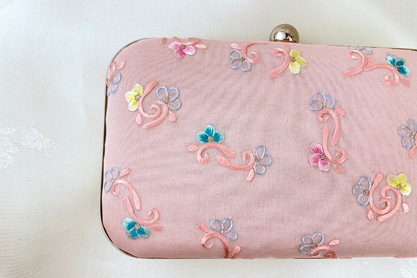 Pink Floral Handmade Clutch Handbag
