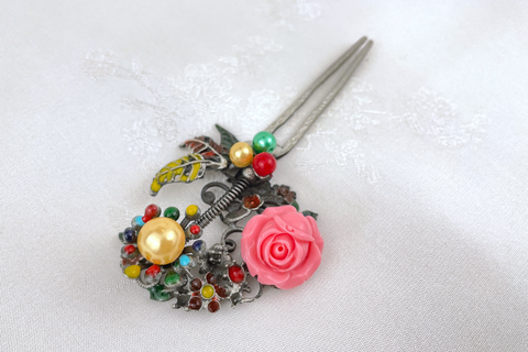 Pink Rose Traditional Korean Hair Pin