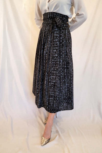 Black Hangul Wrap Skirt