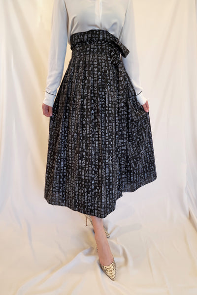 Black Hangul Wrap Skirt