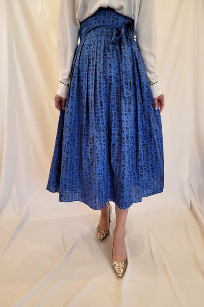 Blue Hangul Wrap Skirt