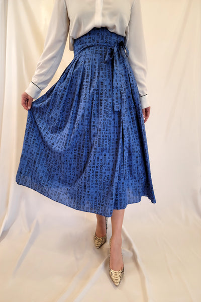 Blue Hangul Wrap Skirt