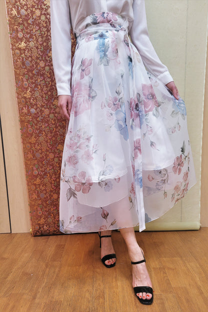 Porcelain Bloom Wrap Skirt