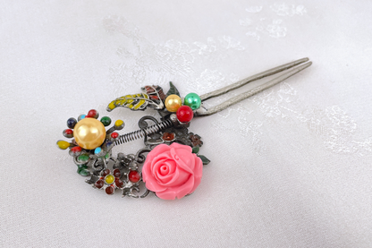 Pink Rose Traditional Korean Hair Pin