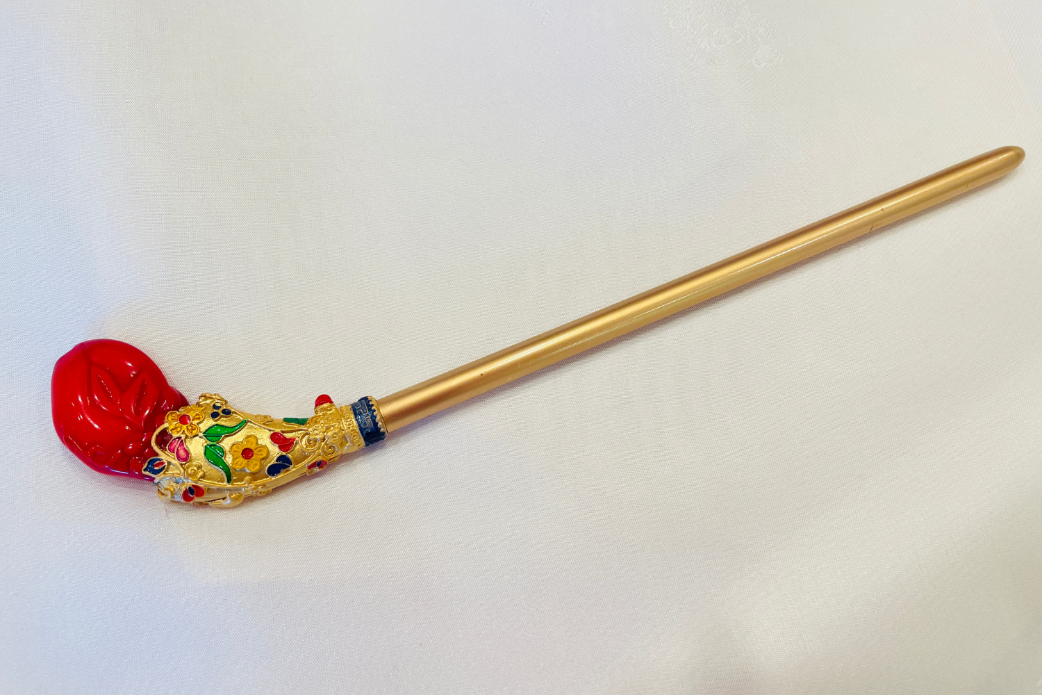 Engraved Flower Detail Traditional Korean Hair Pin Ornament - LEEHWA WEDDING