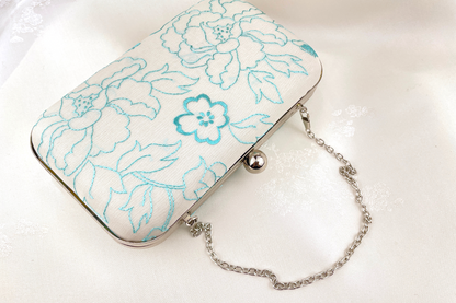 Blue Floral Handmade Clutch Handbag