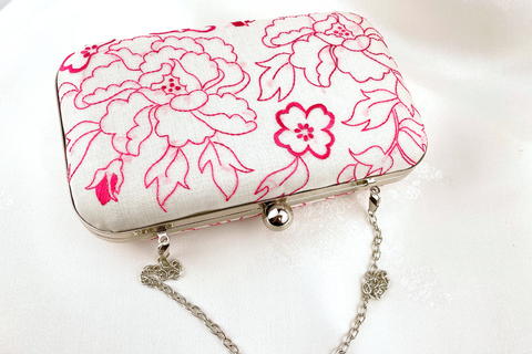 Red Floral Handmade Clutch Handbag
