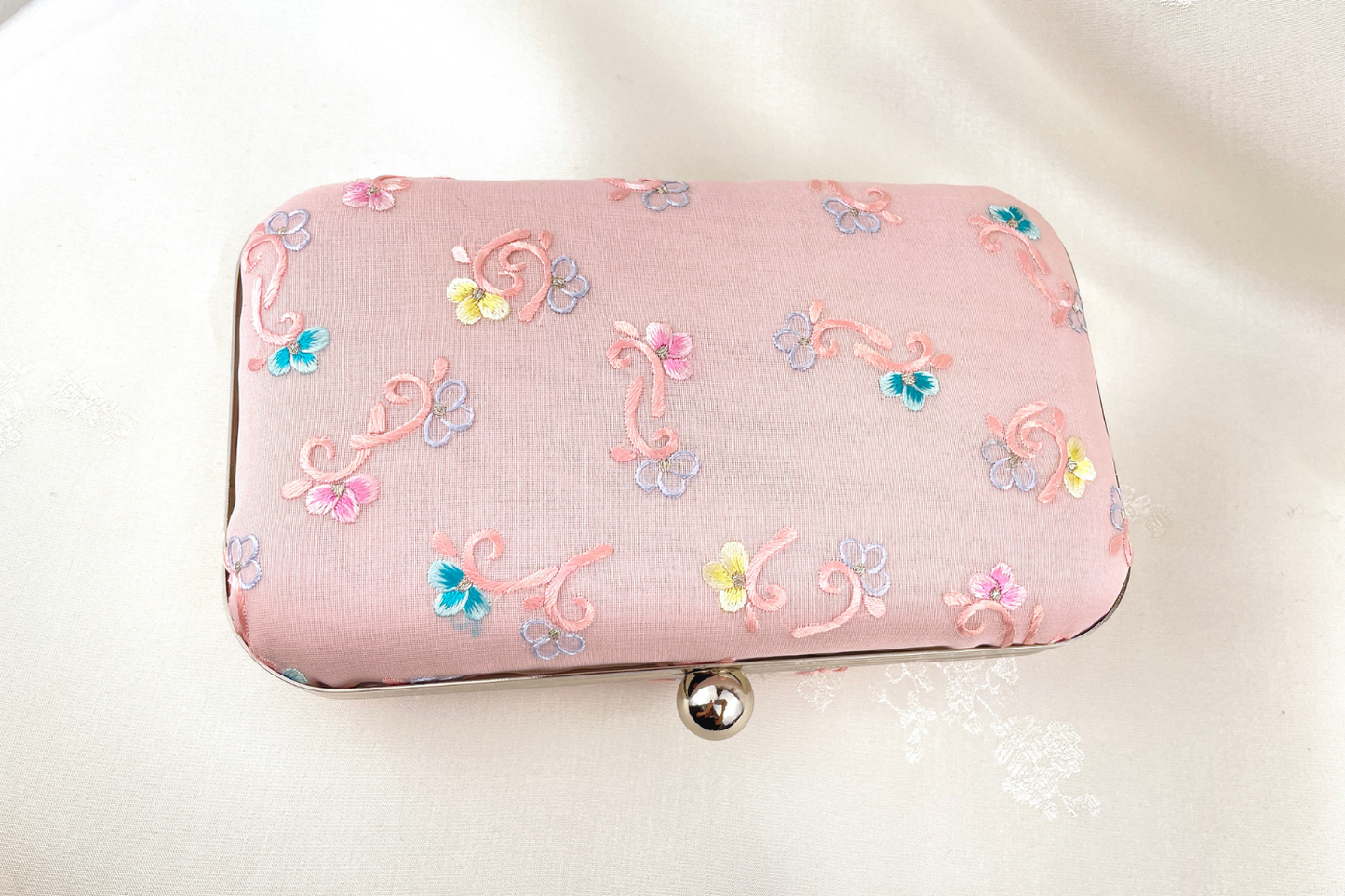 Pink Floral Handmade Clutch Handbag
