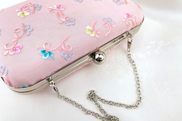 Pink Floral Handmade Clutch Handbag