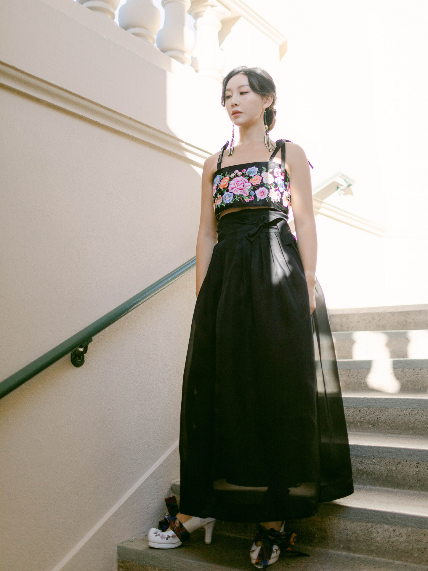 Black Silk Organza Wrap Skirt