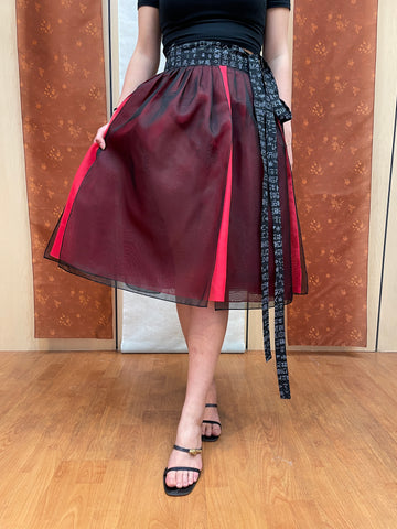Red Split Wrap Skirt