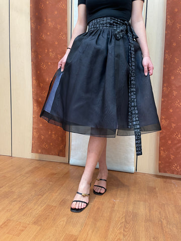Black Split Wrap Skirt