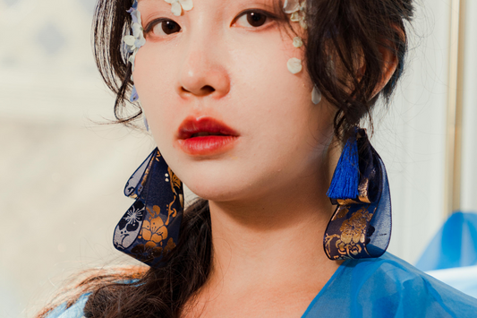 Navy & Blue Hanbok Earrings