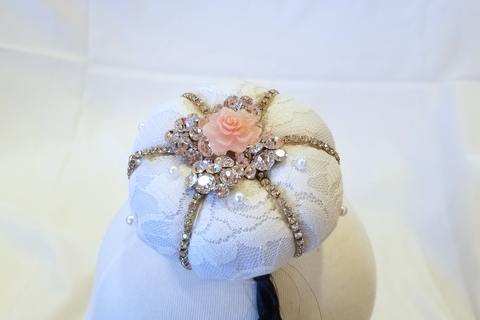 White Bejeweled Jokduri Traditional Korean Coronet