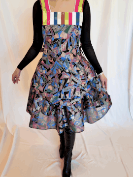 Hanbok Dangui Vest (Reversible) Blue/Gold/Burgundy