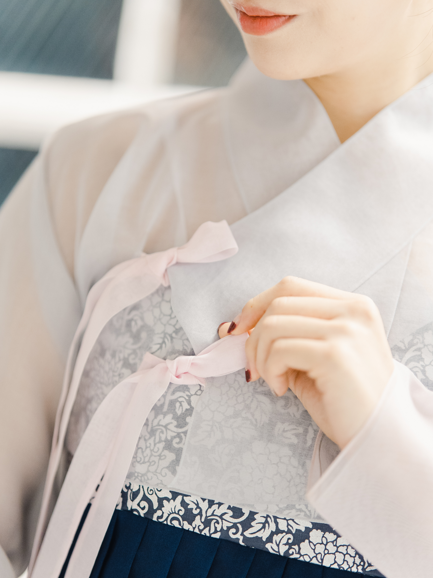 Gray Jeogori Jacket (Pink Double Goreum)