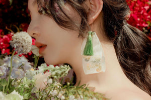 White & Green Hanbok Earrings