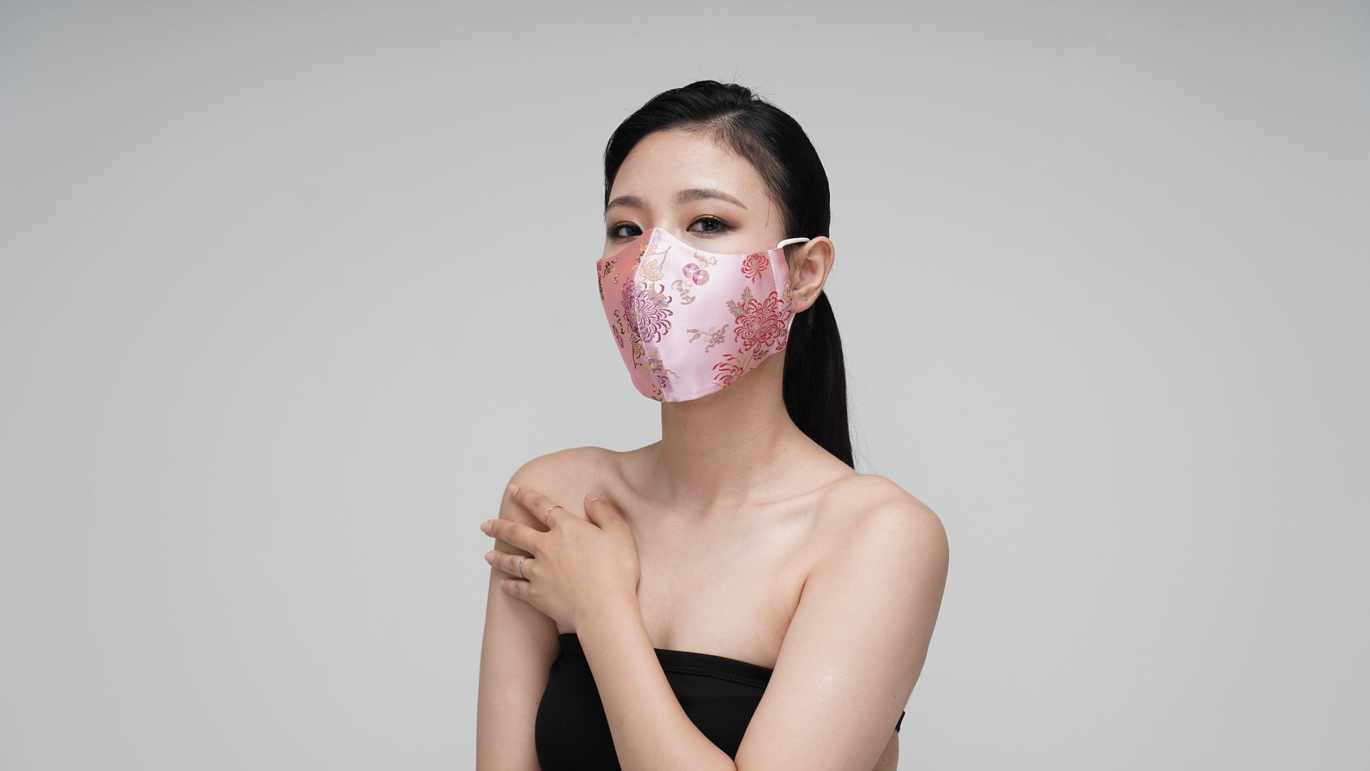 Pink Rose Satin Mask - LEEHWA WEDDING