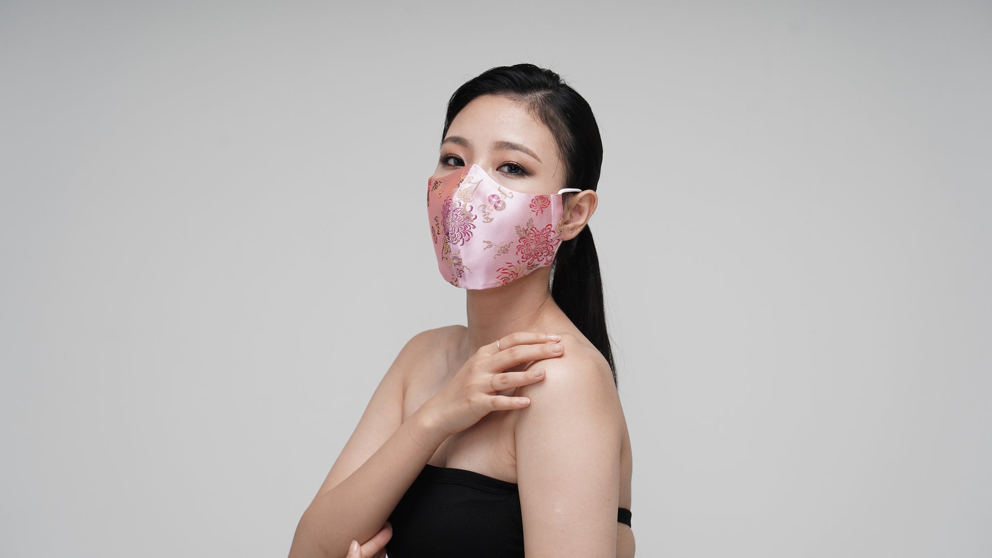 Pink Rose Satin Mask - LEEHWA WEDDING